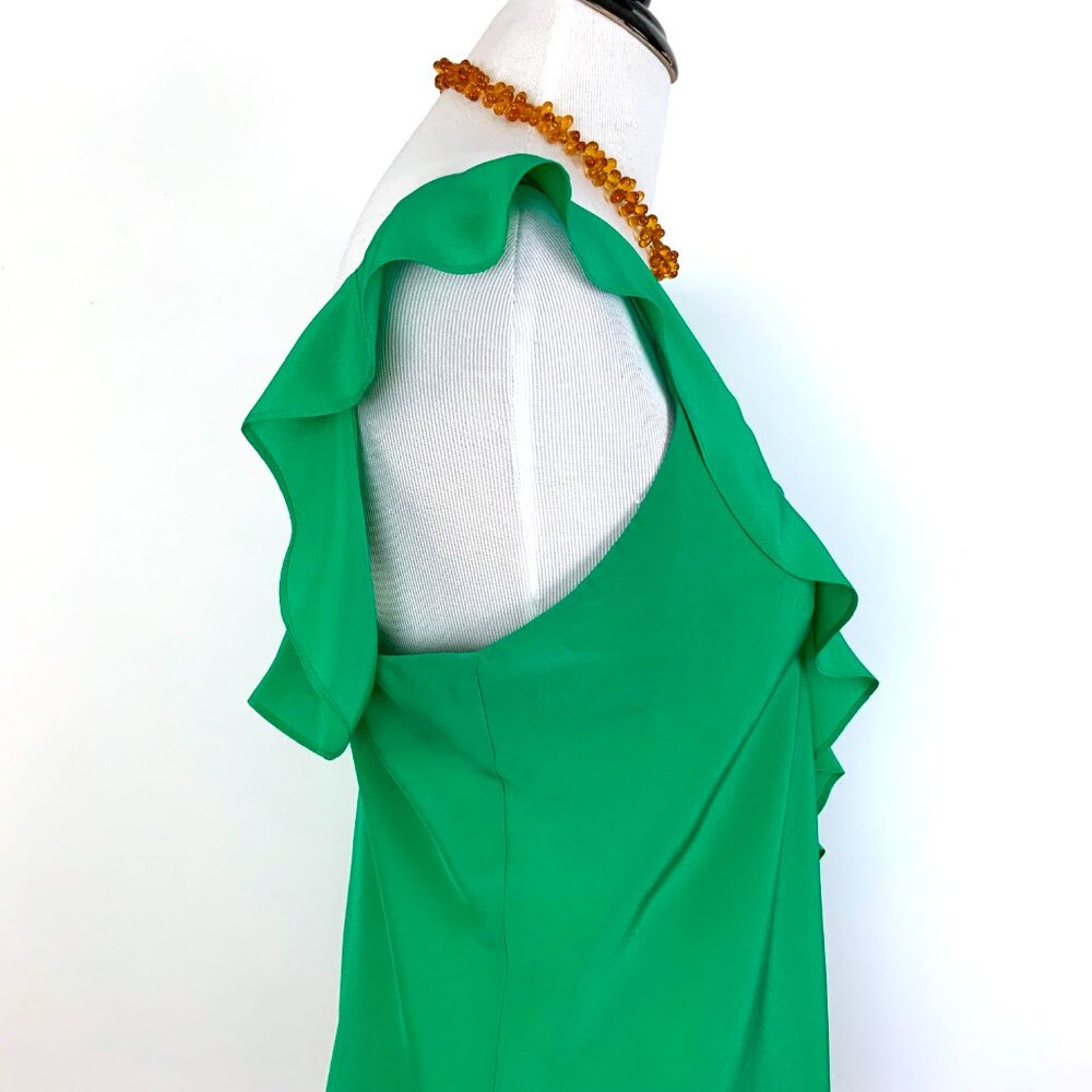 Amanda Uprichard Silk Ruffle Front Spaghetti Strap Cami Top Kelly Green Medium - Picture 9 of 16